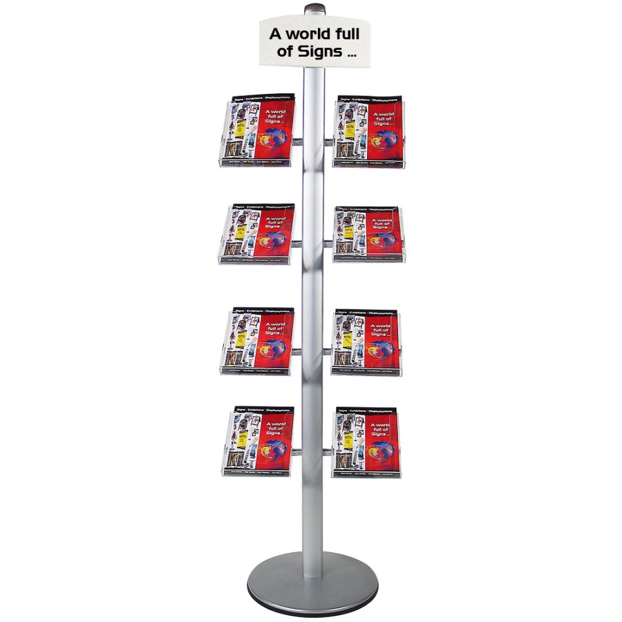 MULTISTAND 20 Single sided, 8 pcs. A4 Shelves + logoplate