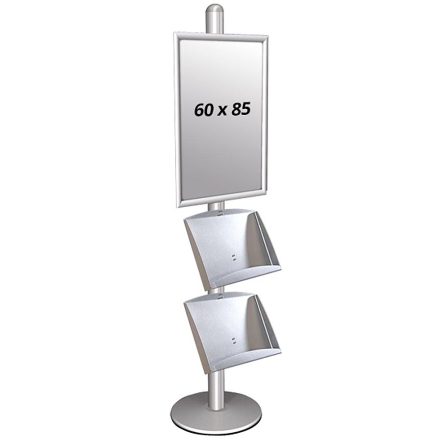 MULTISTAND 3 single sided with 2 steel shelve 25mm 1 x 60x85 cm Alu