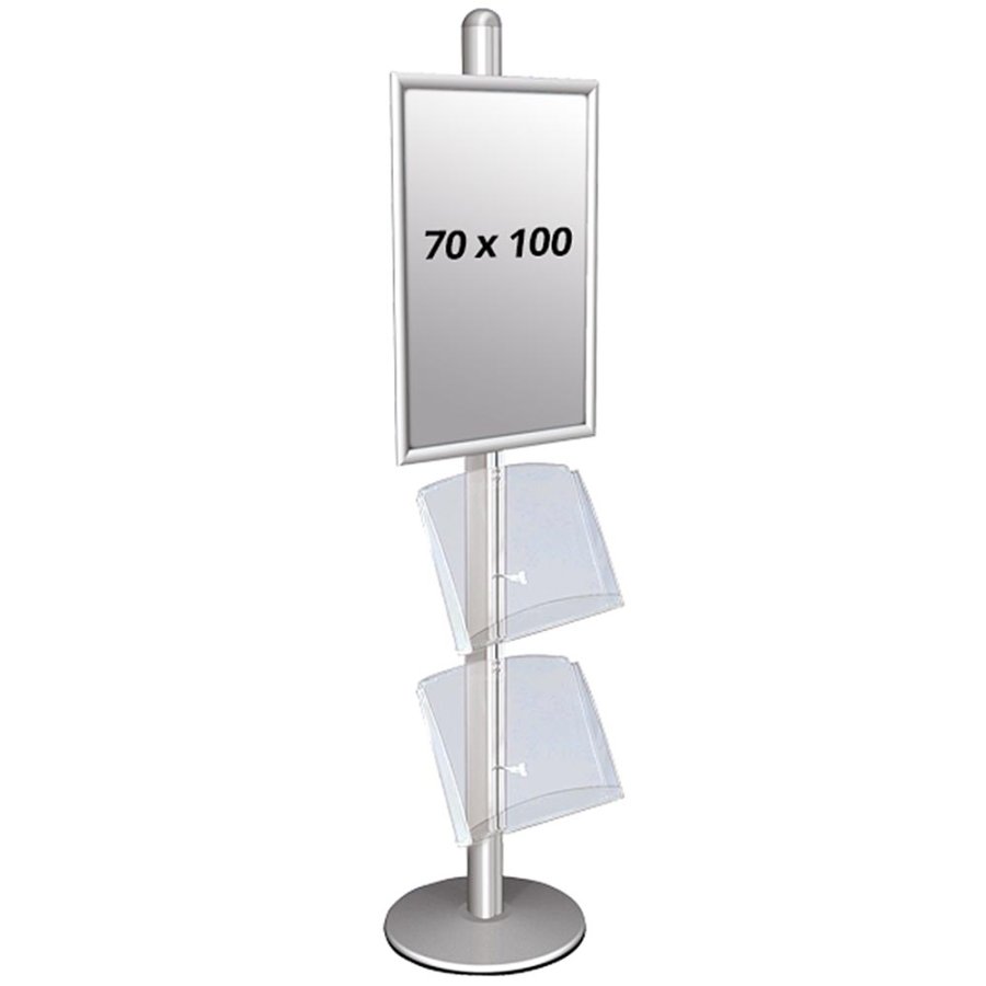 Free Standing Sign Holder, MultiStand, one-sided, 2 acrylic shelves, 1 x Snap frame, B1 - 70 x 100 cm