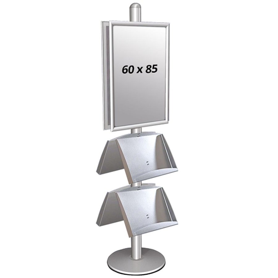Free Standing Sign Holder, MultiStand, Double-Sided, 4 steel shelves, 2 Snap Frame, 60 x 85 cm