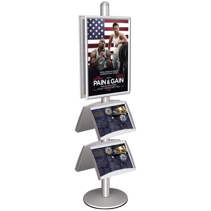 Free Standing Sign Holder, MultiStand, Double-Sided, 4 steel shelves, 2 Snap Frame, 60 x 85 cm
