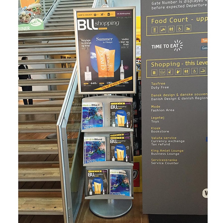 Free Standing Sign Holder, MultiStand, Double-Sided, 4 steel shelves, 2 Snap Frame, 60 x 85 cm