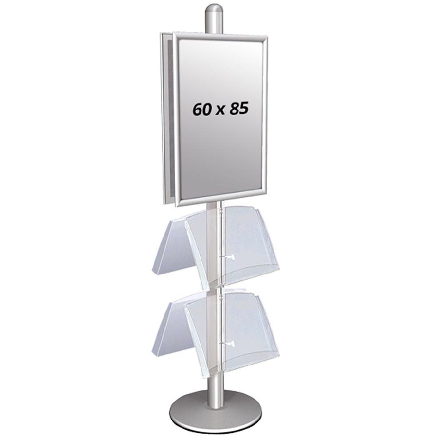 Free Standing Sign Holder, MultiStand, Double-Sided, 4 acrylic shelves, 2 Snap Frame, 60 x 85 cm
