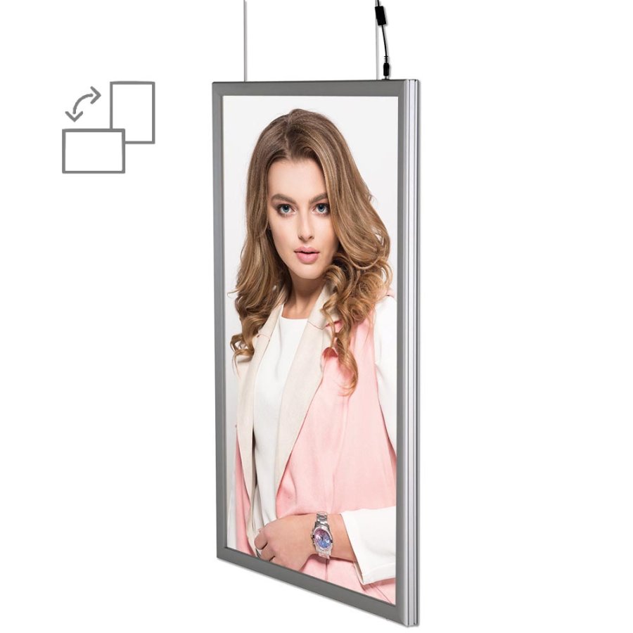 LED frame, Double-Sided, vertical, B1 - 70 x 100 cm