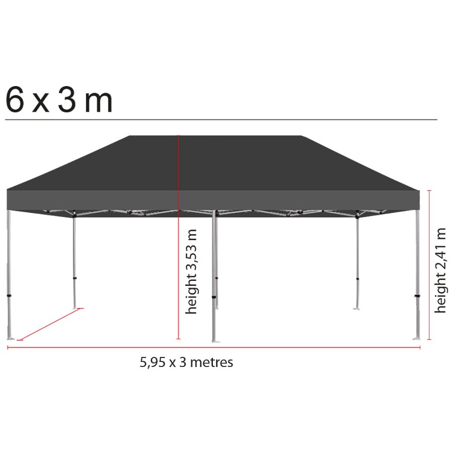 Event Tent Lux, 3 x 6 m, alu/silver poles, black top
