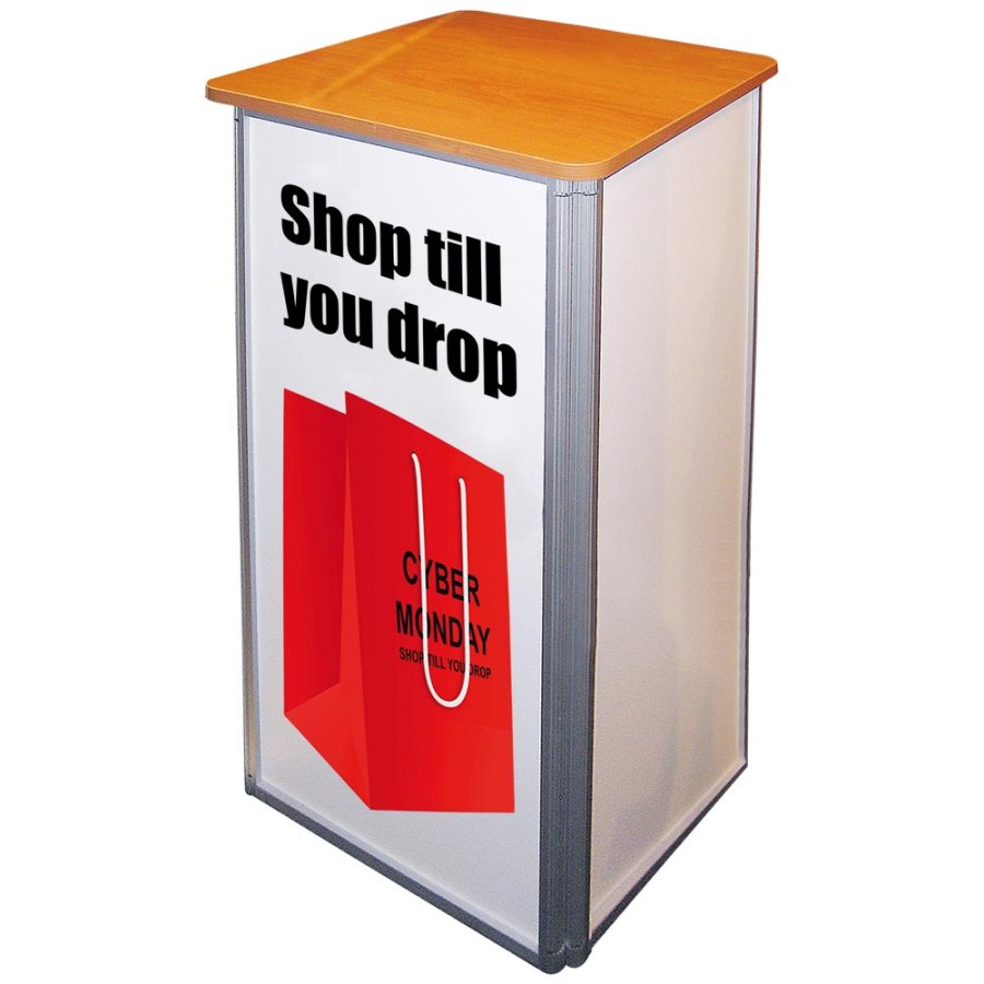 Square Counter, with top plate in wooden look