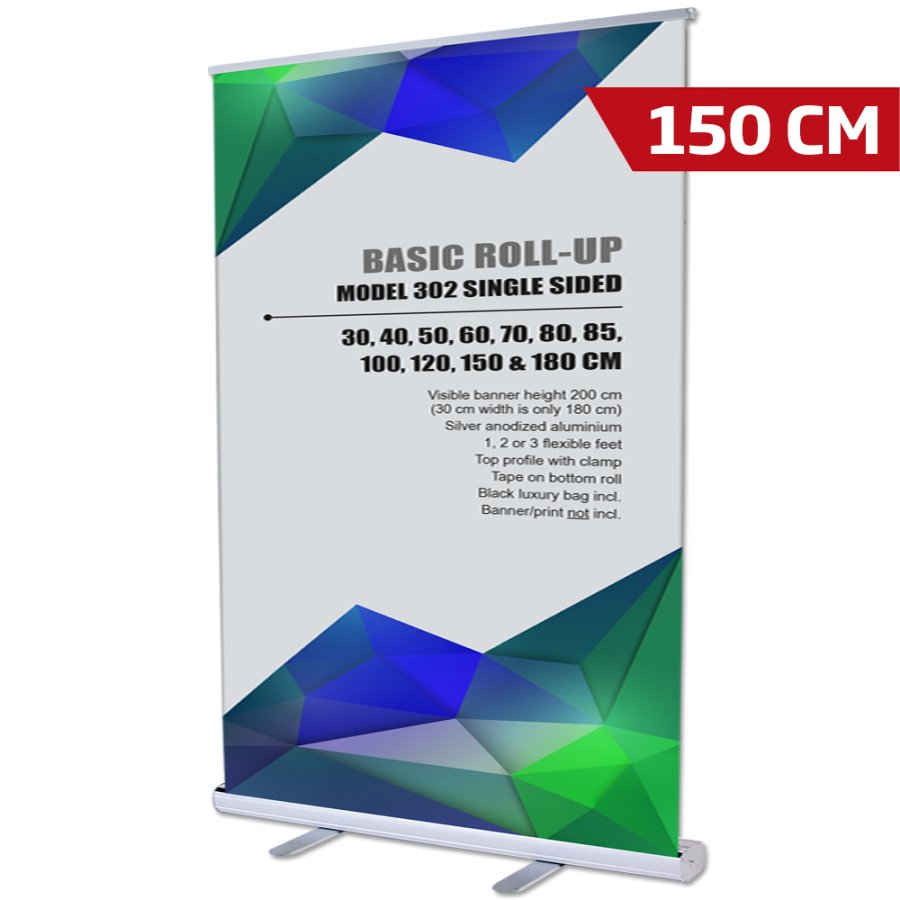 Basic Roll-up, single sided, 150 cm, alu