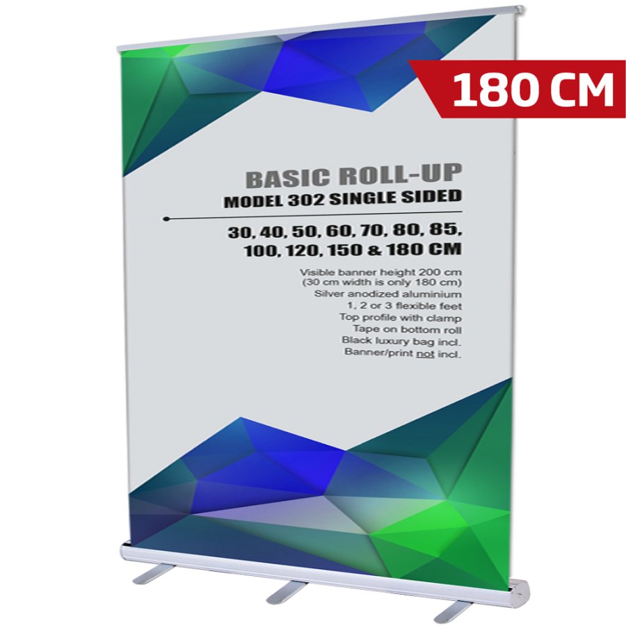 Basic Roll-up, single sided, 180 cm, alu