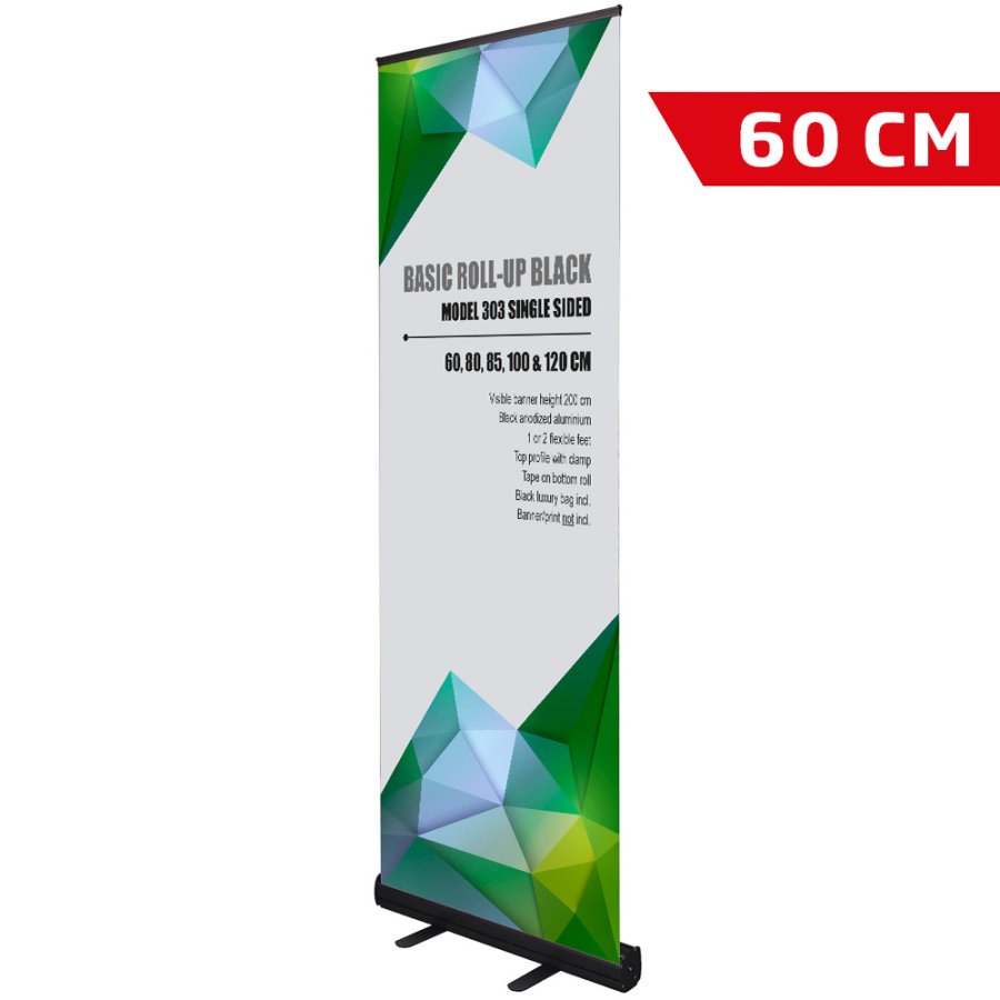 Basic Roll-up, black, single sided, 60 cm, alu