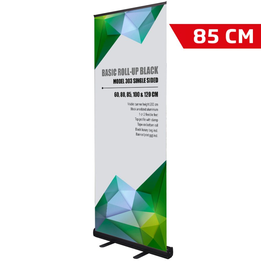 Basic Roll-up, black, single sided, 85 cm, alu
