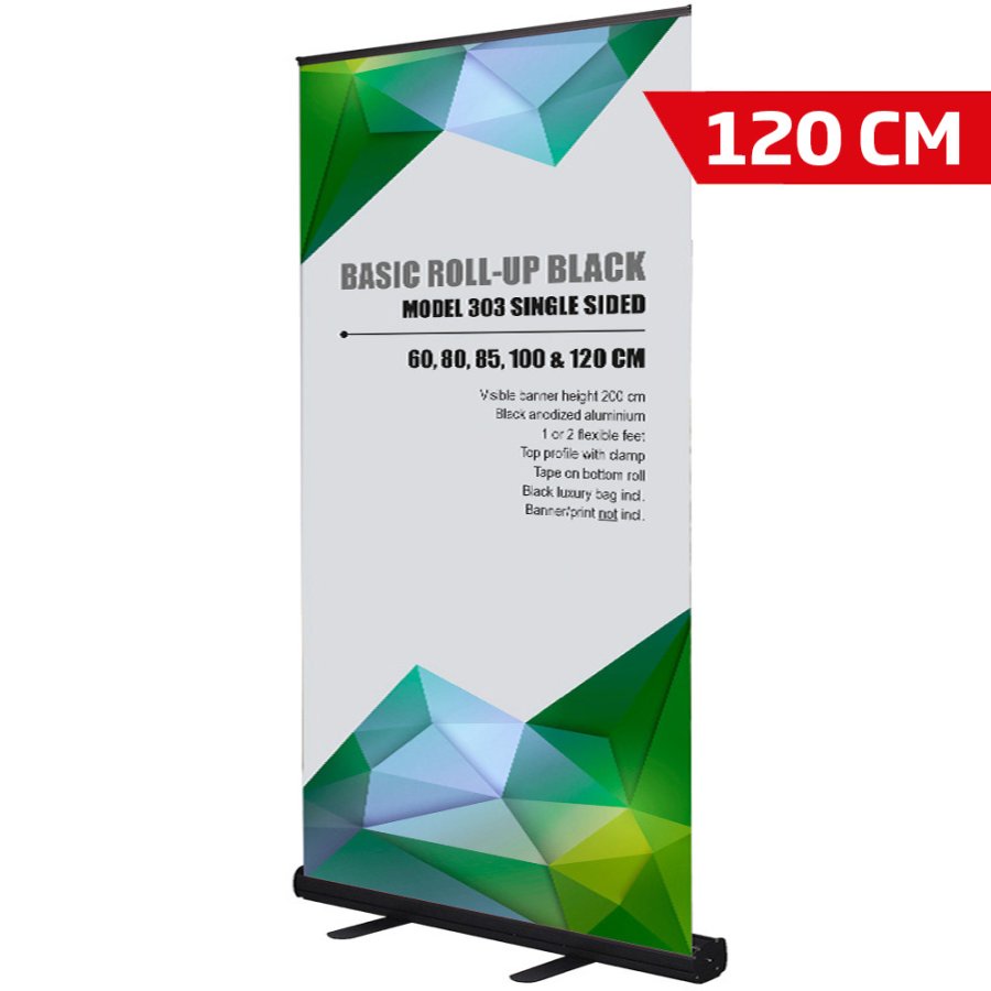 Basic Roll-up, black, single sided, 120 cm, alu