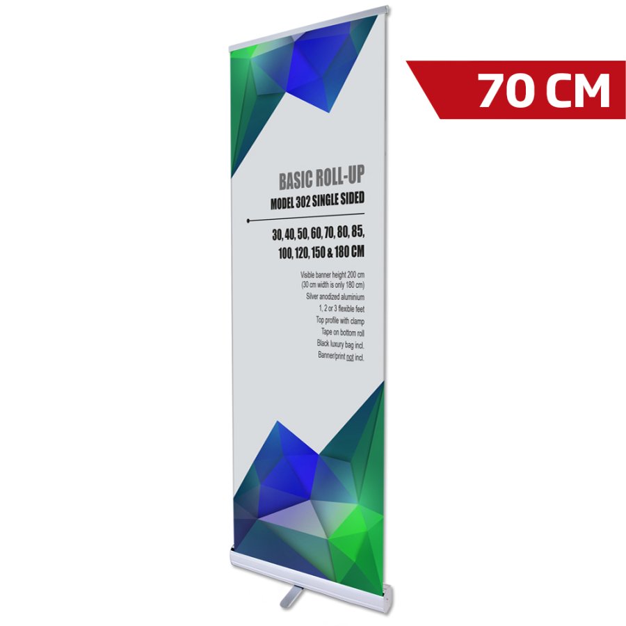 Roller Banner, Basic, Basic, one-sided, aluminum, Silver, 70 cm