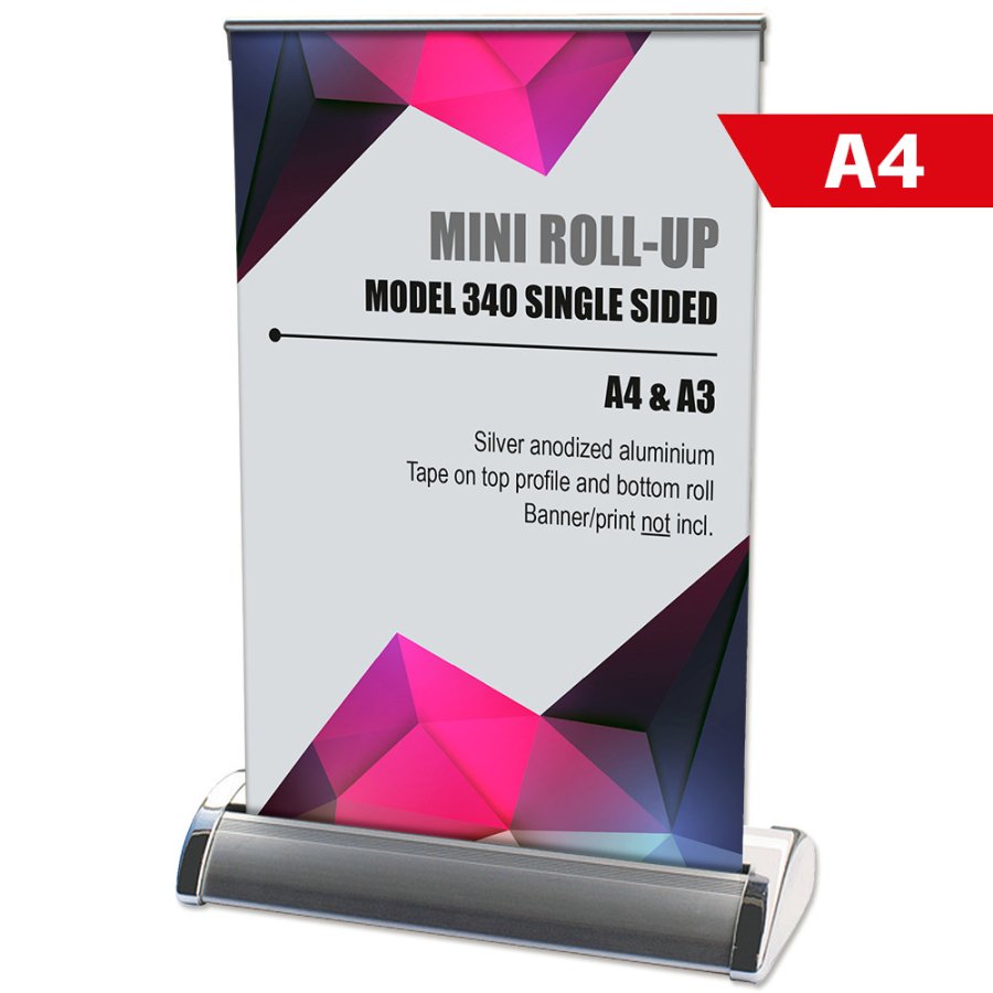 Mini Roll-up, single sided, A4, alu