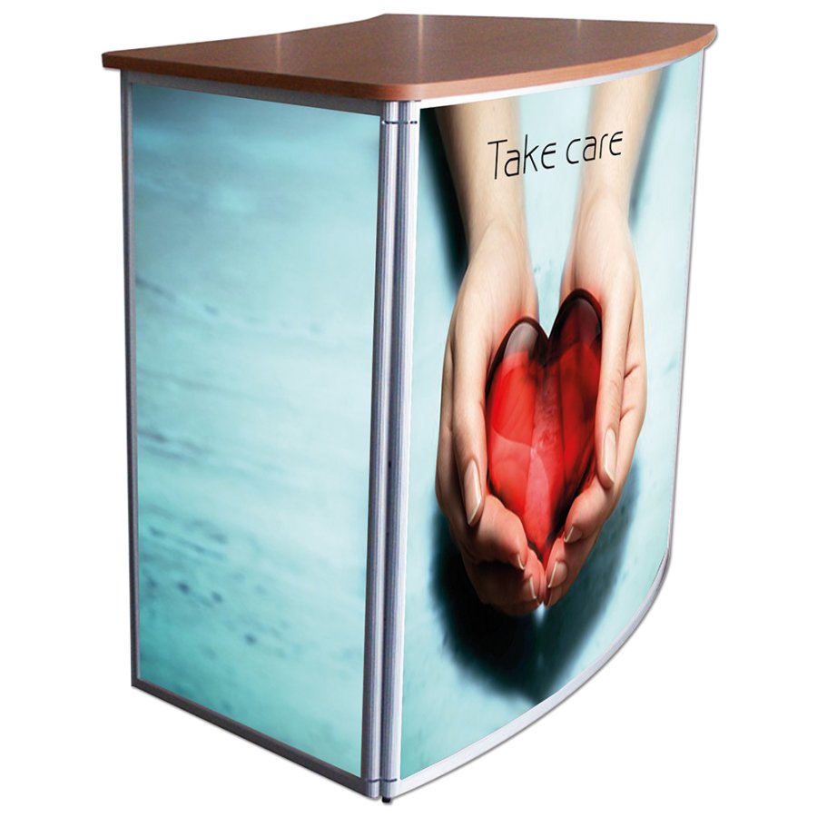 Curved Counter with top plate in wooden look