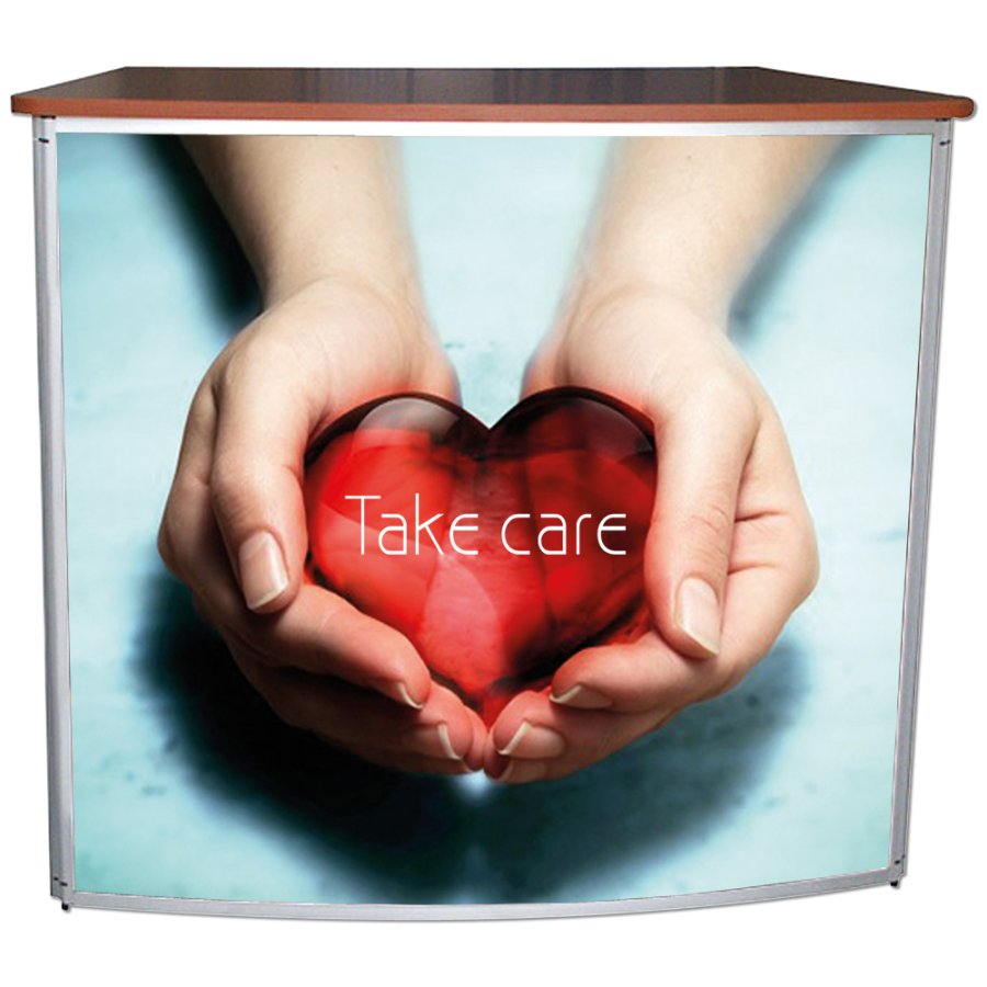 Curved Counter with top plate in wooden look