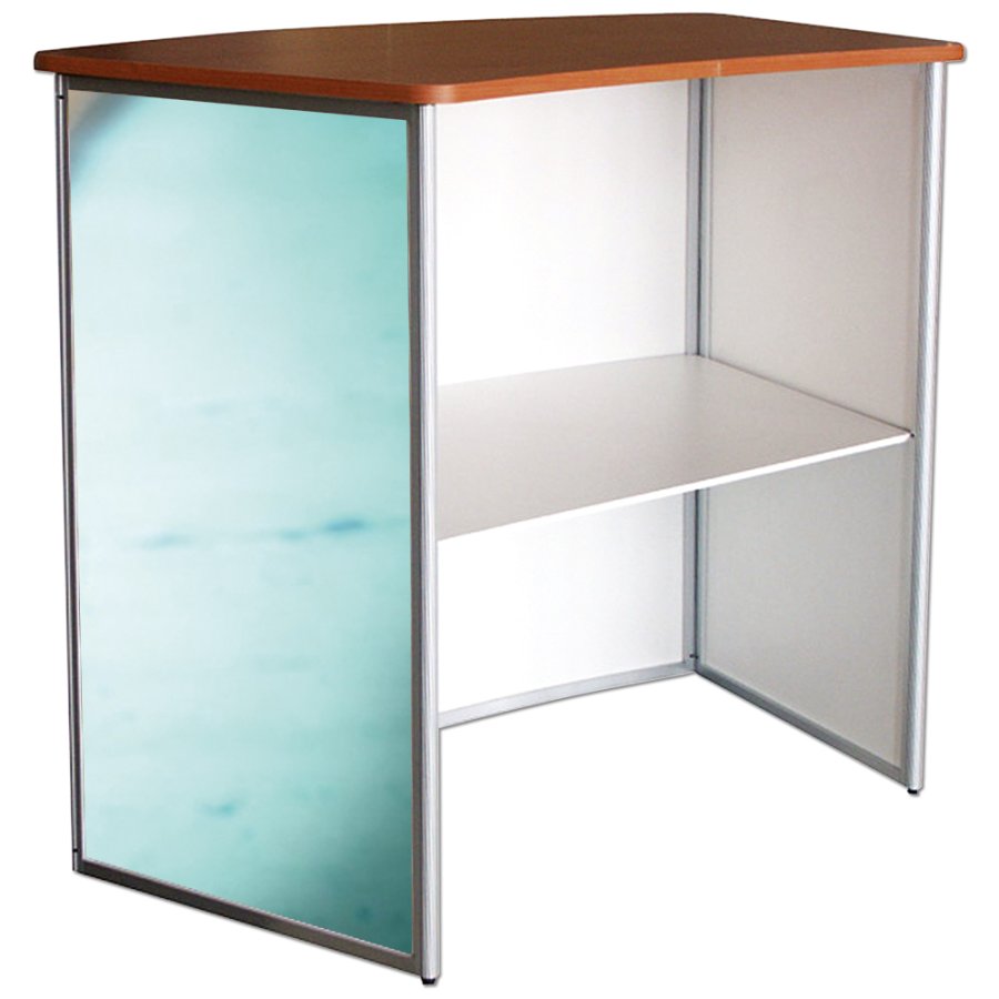 Curved Counter with top plate in wooden look