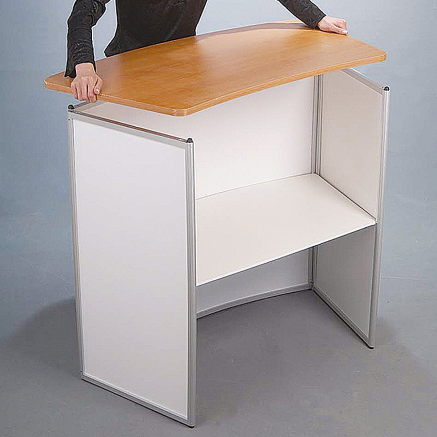 Curved Counter with top plate in wooden look