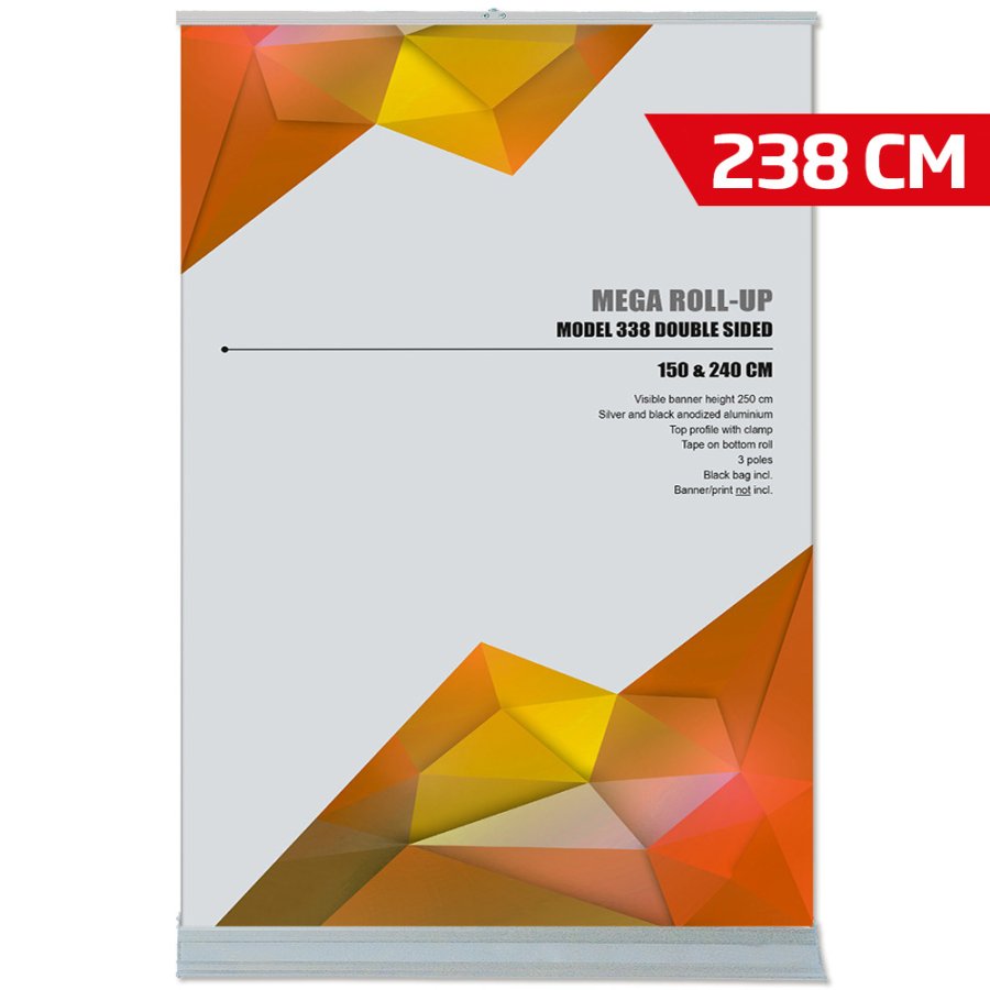 Mega Roll-up, double sided, 238 cm, alu