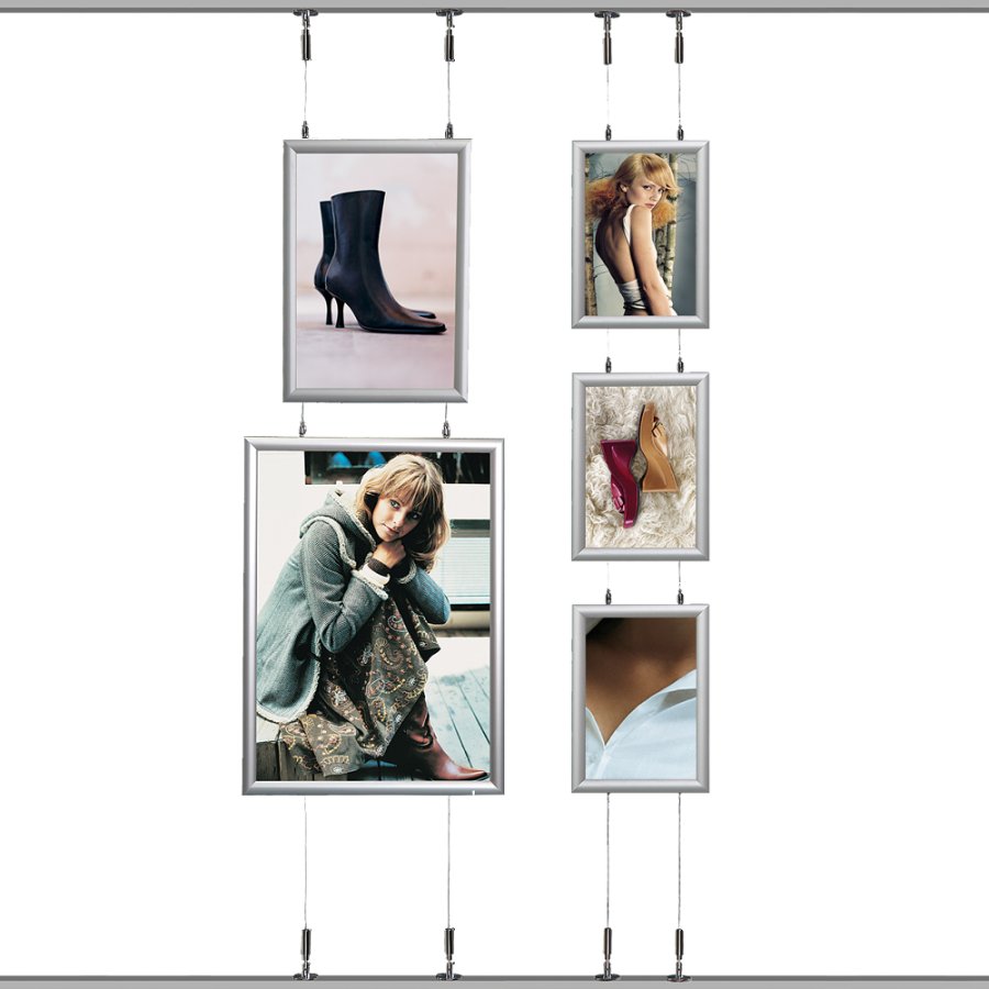 Hanging Snap Frame, double sided, 25 mm, 50 x 70, alu/silver