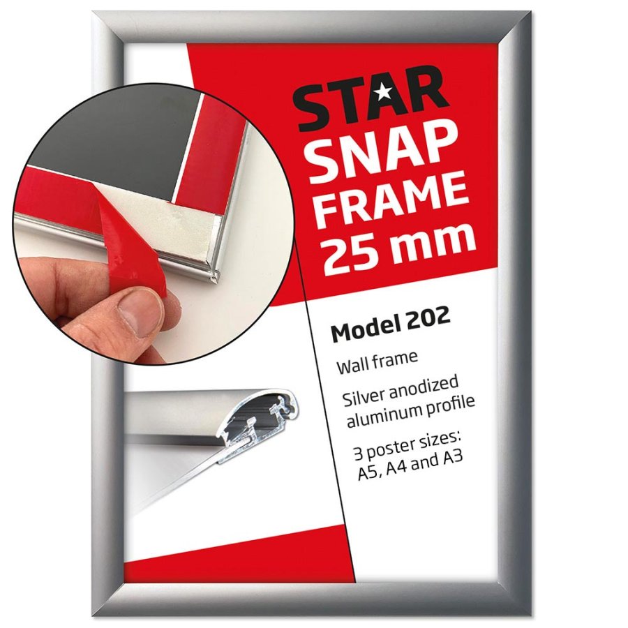 Alu snap frame Fast-Fix 25 mm, A3, silver