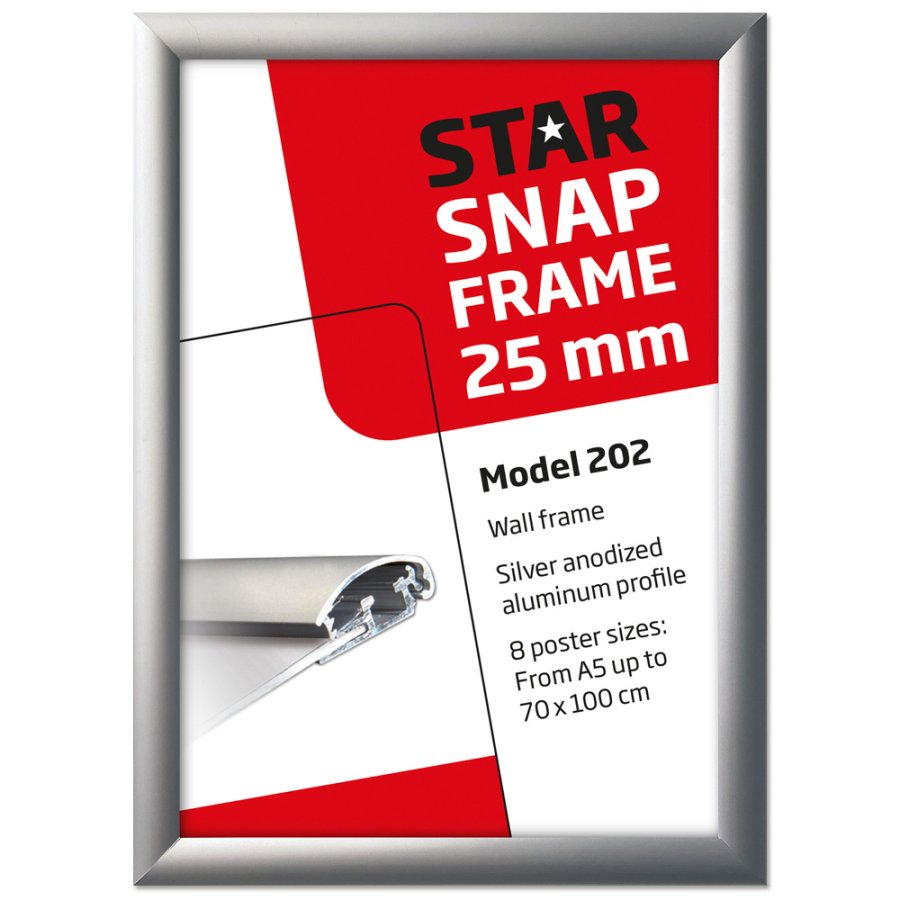 Alu snap frame 25 mm, 70 x 100, silver