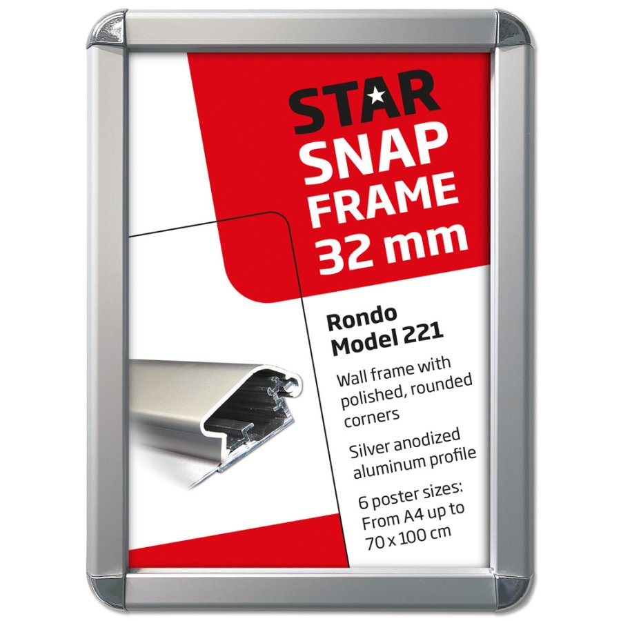 Alu snap frame Rondo, 32 mm, A2, silver