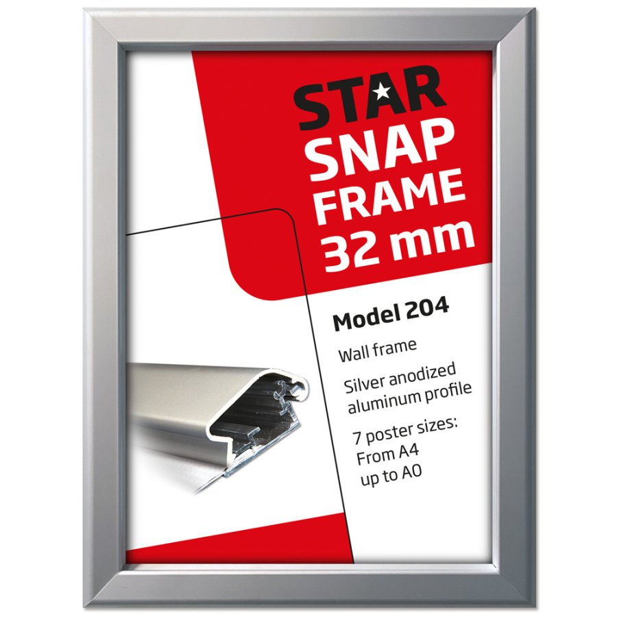Alu snap frame, 32 mm, 70 x 100, silver