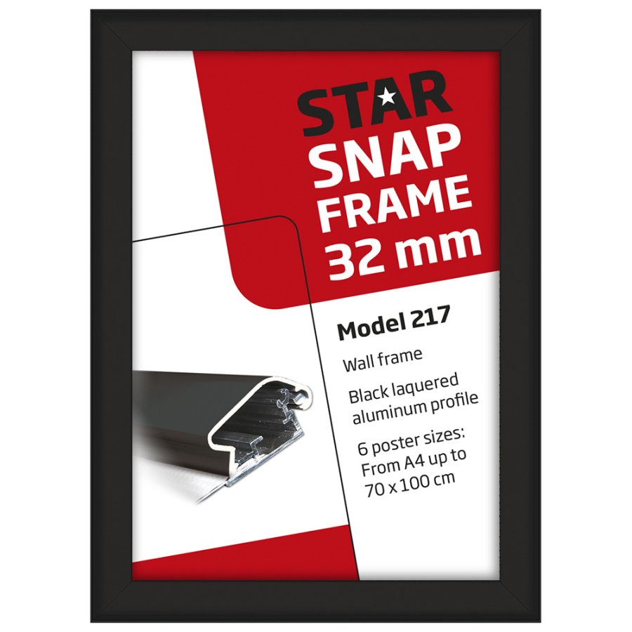 Alu snap frame, 32 mm, 50 x 70 cm, black