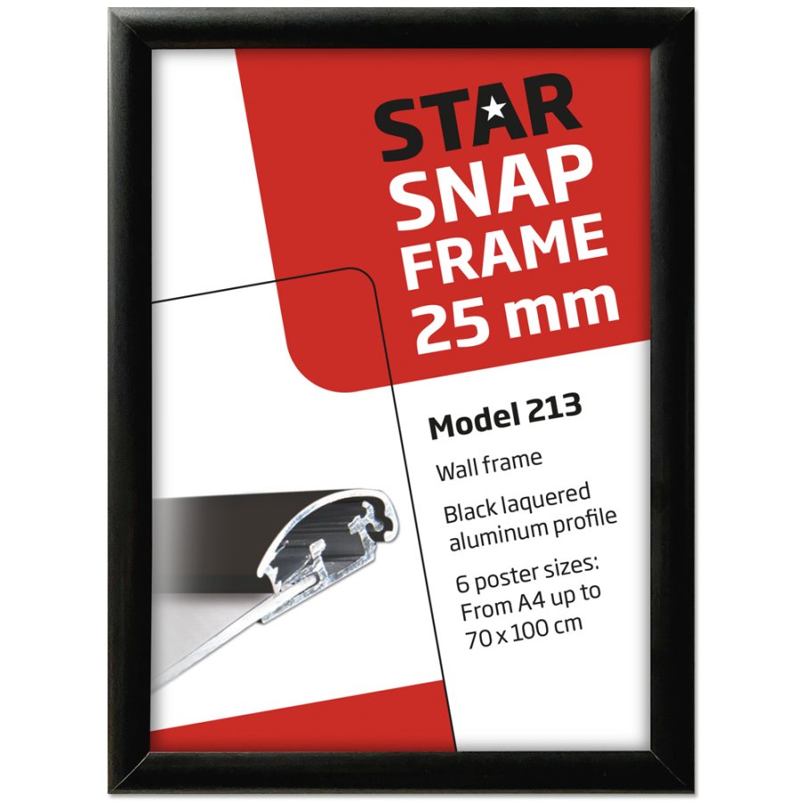 Alu snap frame 25 mm, 70 x 100, black