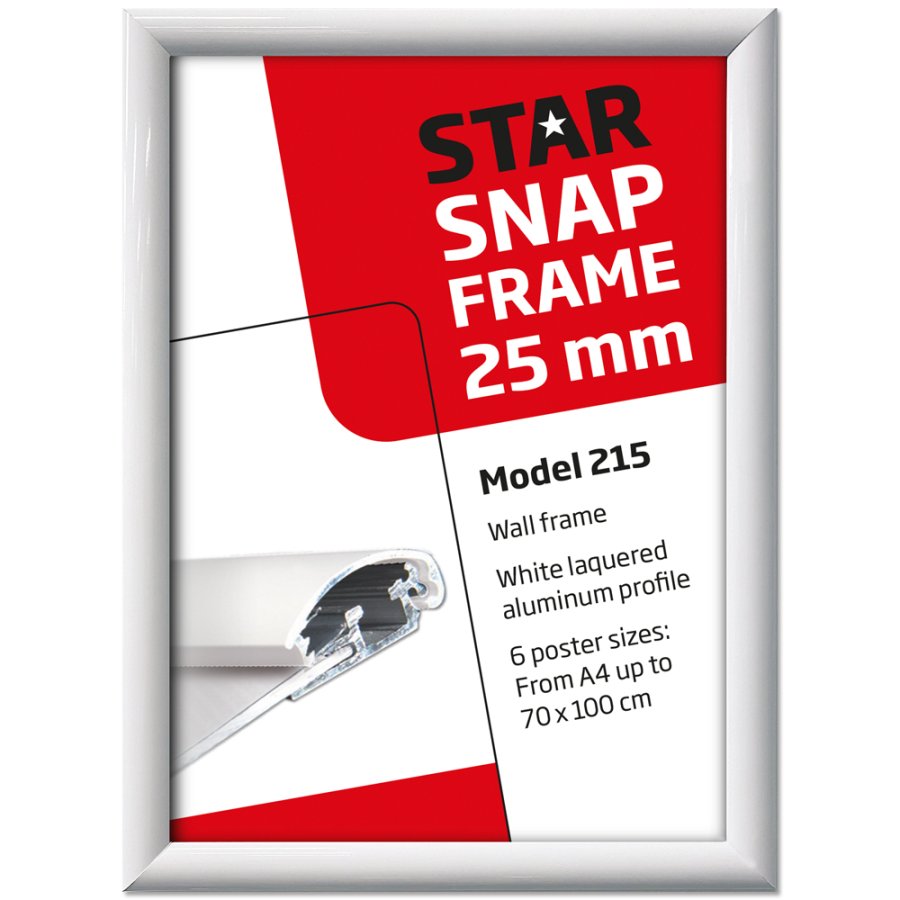 Alu snap frame 25 mm, 50 x 70, white