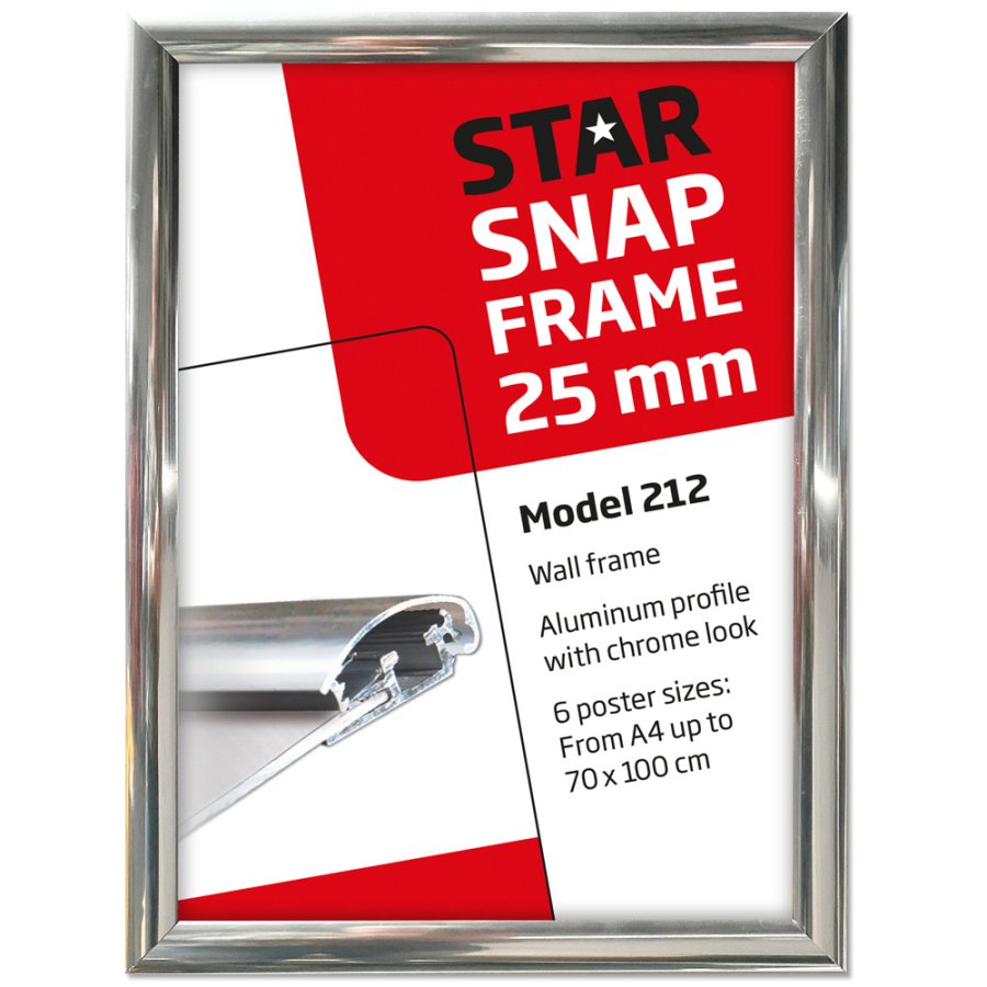 Alu snap frame 25 mm, 50 x 70, chrome
