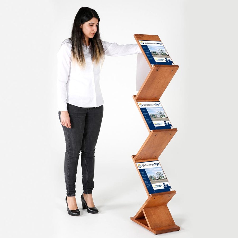 Wooden Brochureholder Zig Zag. 5xA4