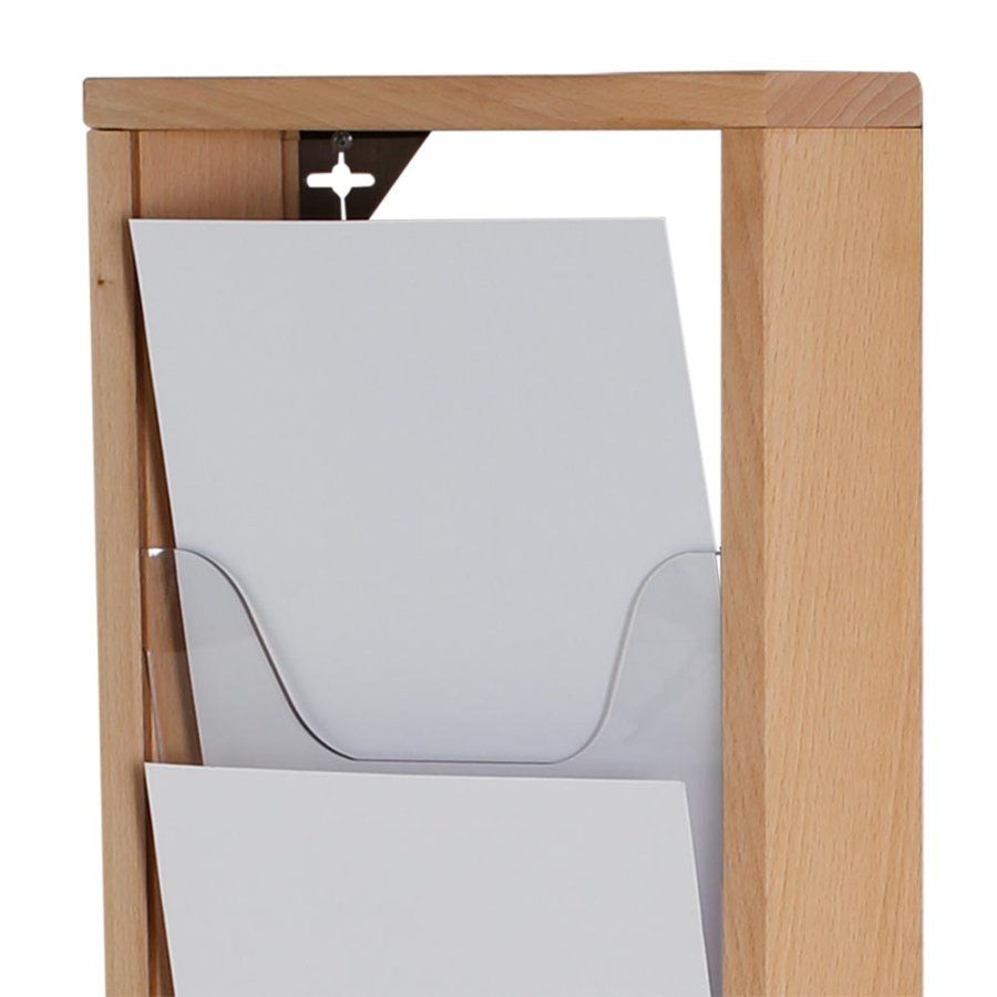 Wooden Brochureholder Wall. Natural wood. 5xA4