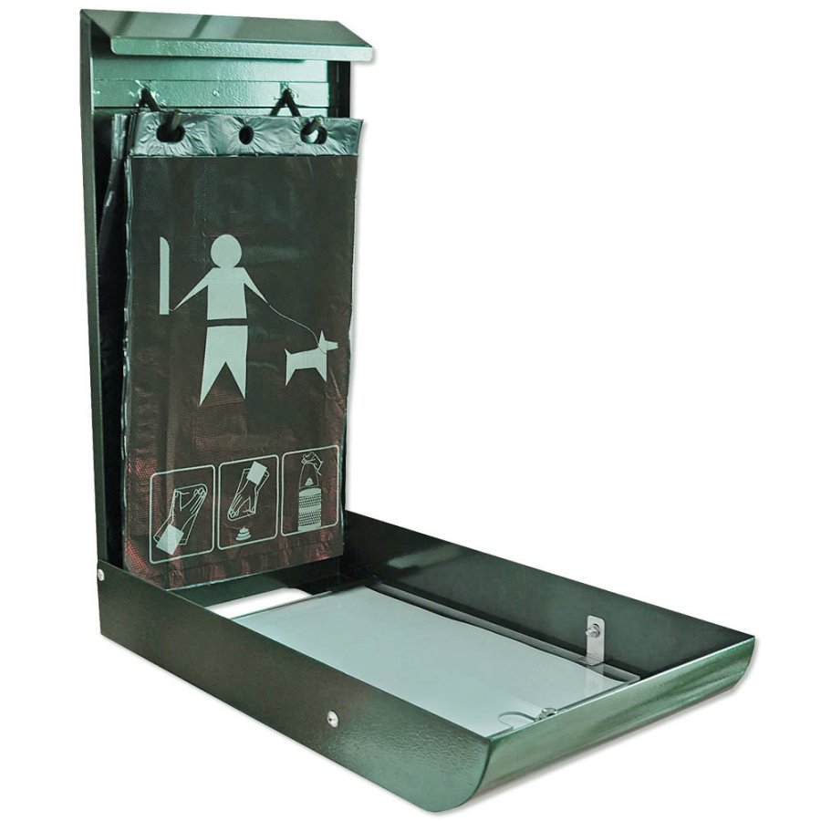 Dispenser for Dogbags, green, with A4 info
