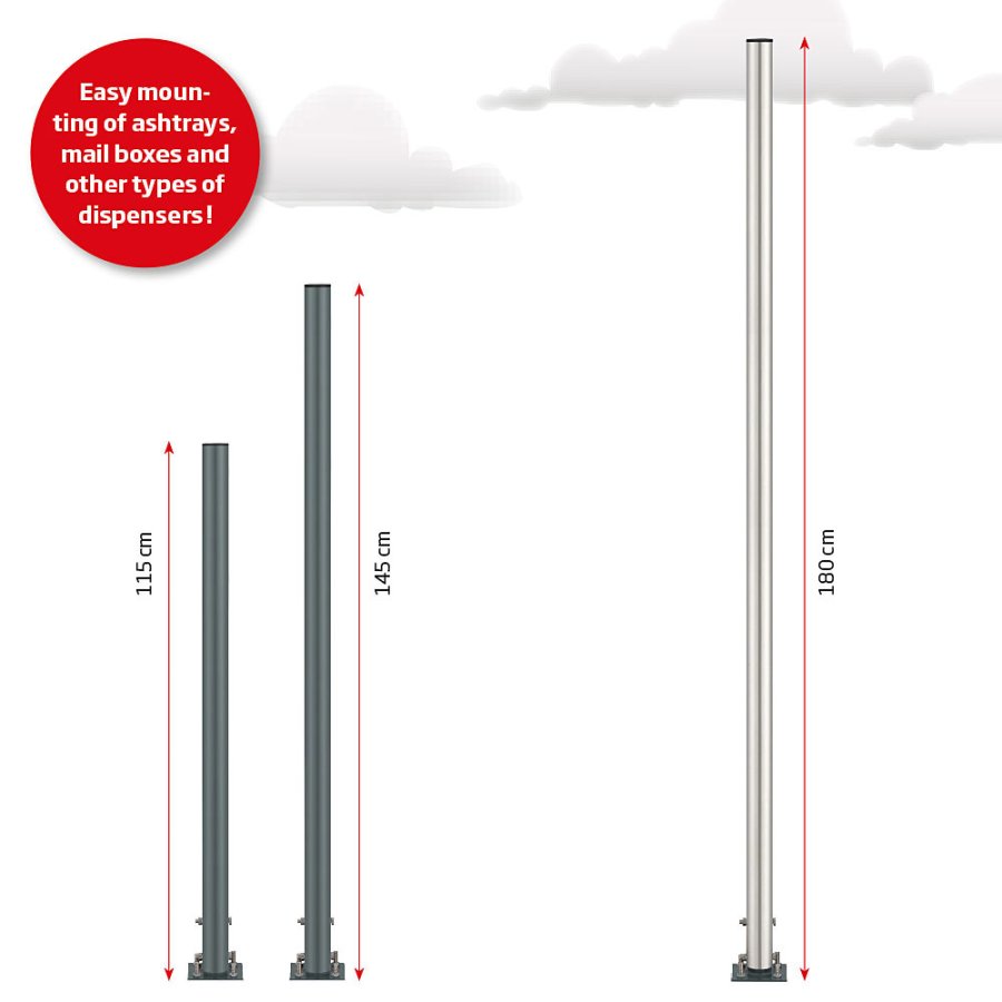 Pole for Ashtray, &Oslash; 5 cm, Grey, 115 cm