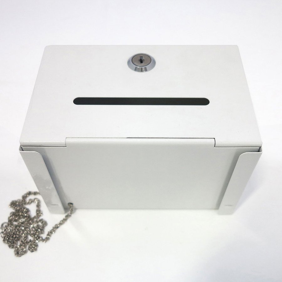 Donation Box, white, with A5 info