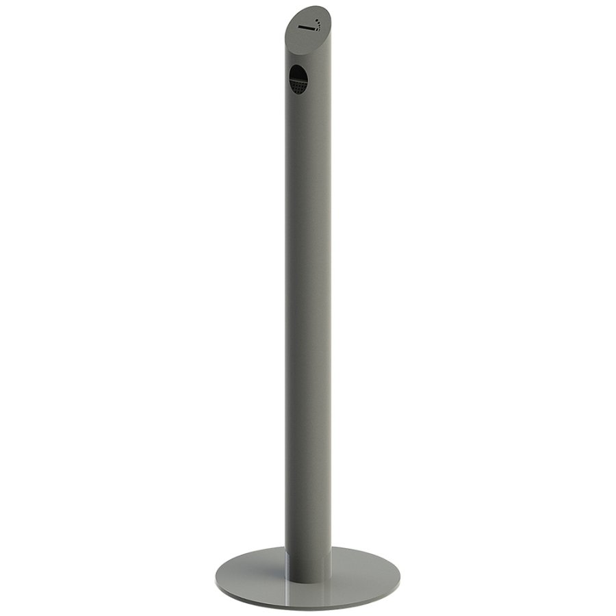 Cigarette Bin Pole, grey laquered, for outdoor use
