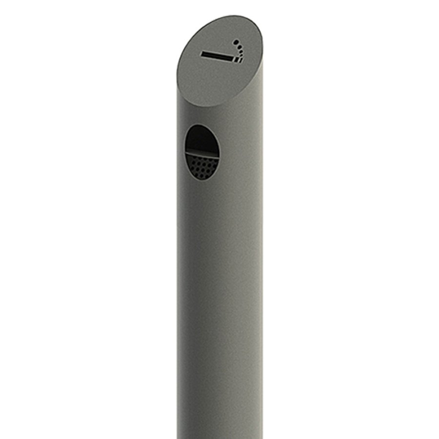 Cigarette Bin Pole, grey laquered, for outdoor use