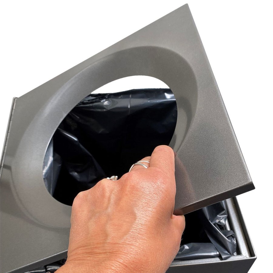 Waste Bin Stylish, RAL 9007, midi 60 L