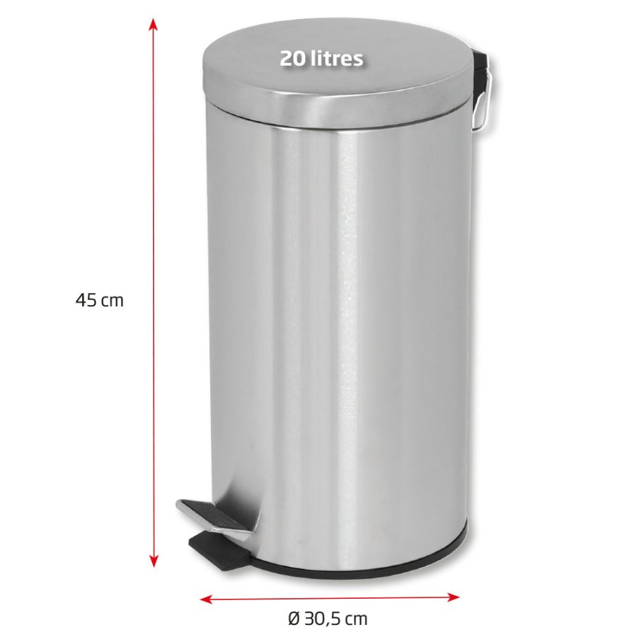 Pedal Trash Can, 20 L - Silver