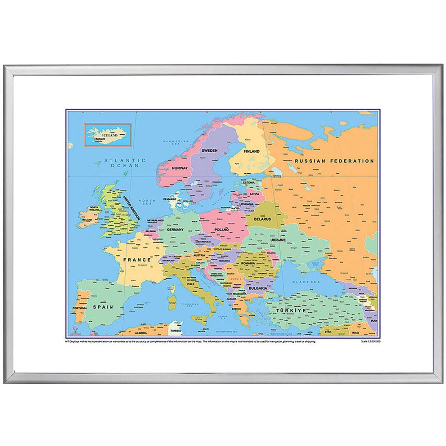 Europe Political Map, 100x70cm