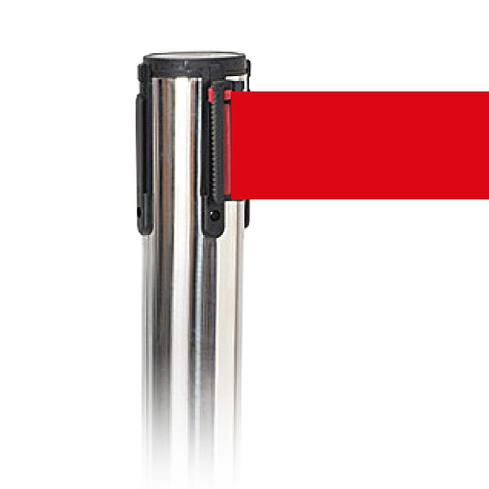 Bollard, 1 pc, metal, 3 m adhesive tape, Silver post, red ribbon ...