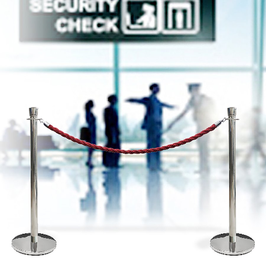 Crowd Barrier stand, silver, for rope/banner pole