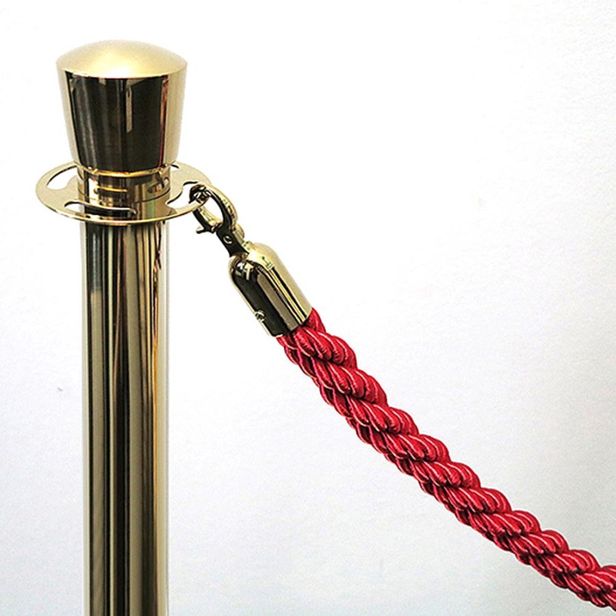 Crowd Barrier Rope, Gold. Base, Pole and Top for rope