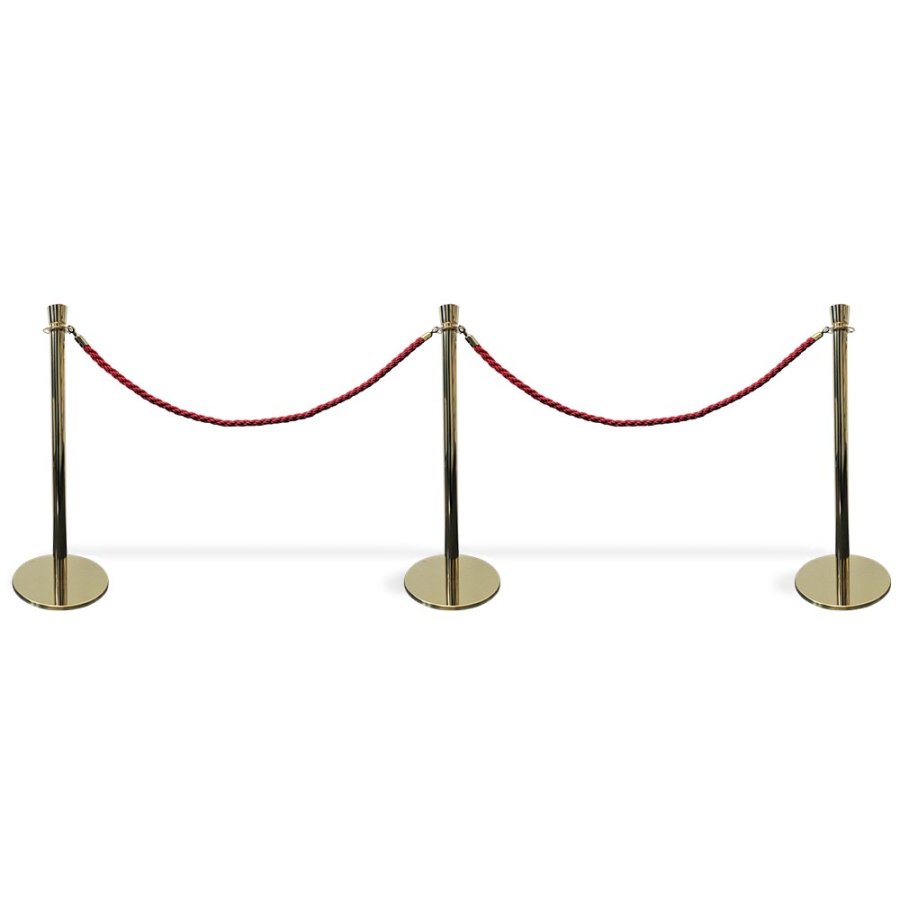 Crowd Barrier Rope, Gold. Base, Pole and Top for rope
