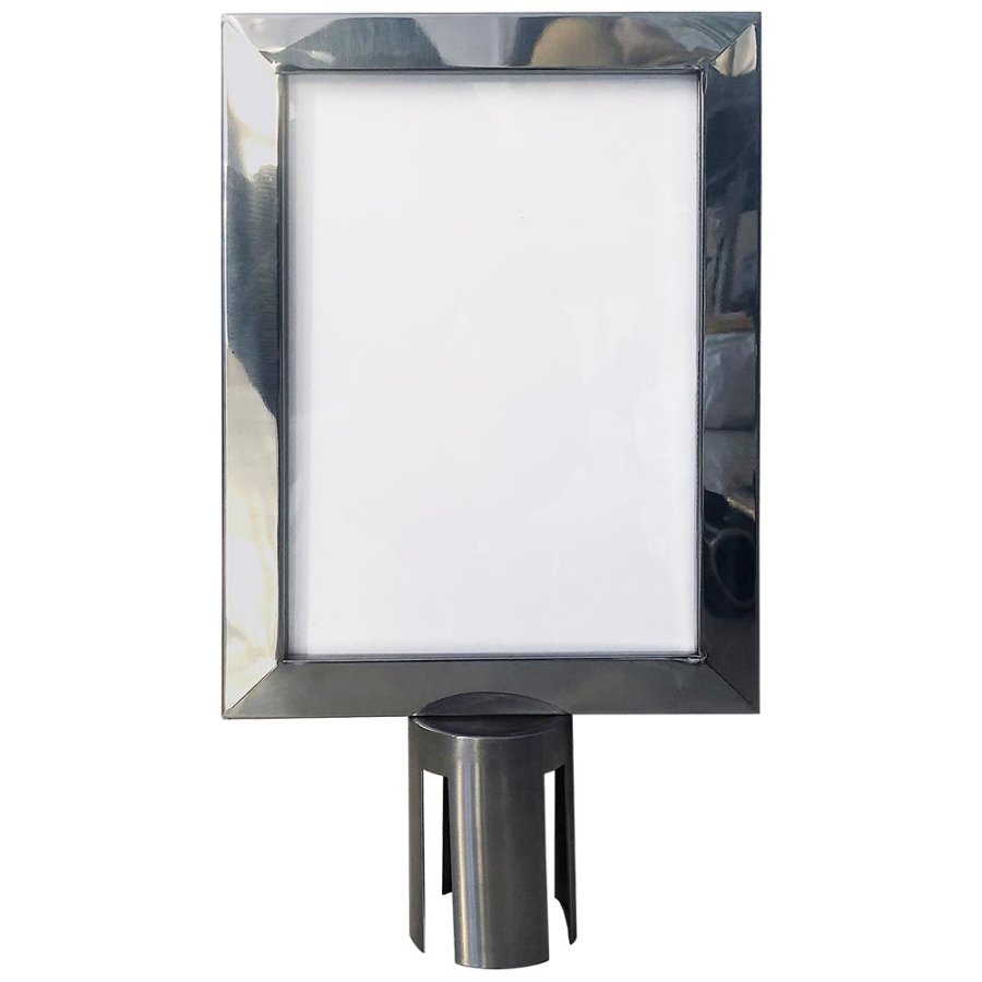 Sign holder for Crowd Barrier Belt system, Stainless Steel, A4