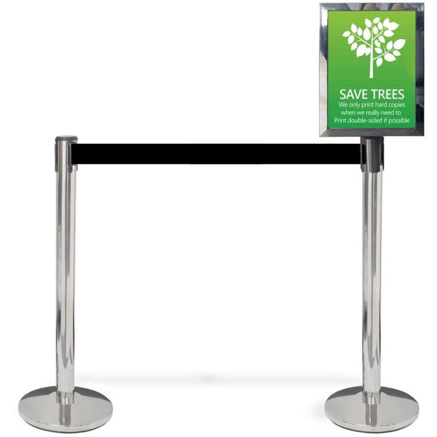 Sign holder for Crowd Barrier Belt system, Stainless Steel, A3