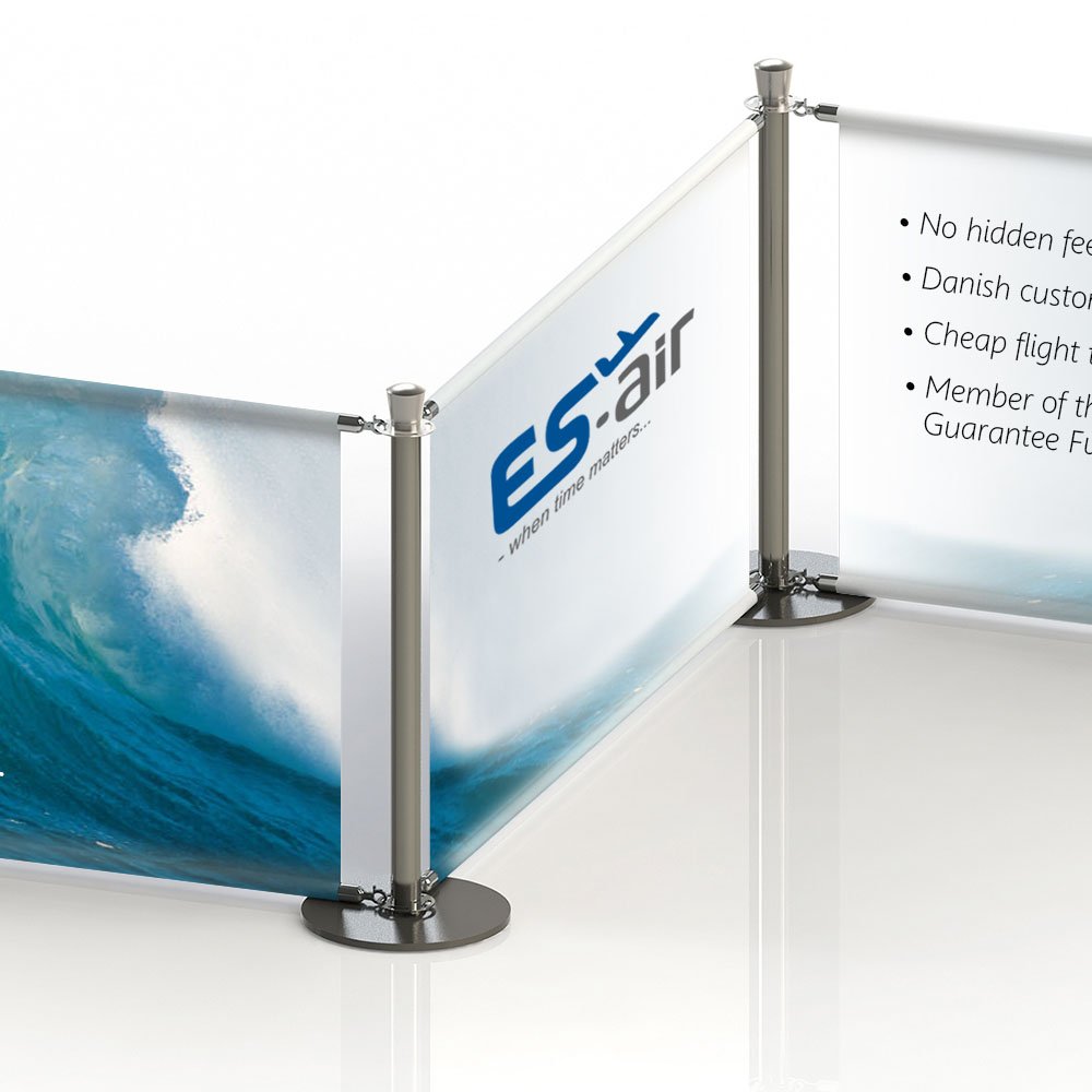 Crowd Control Barrier Post with Banner Pole, 160 cm, Silver | Danish ...