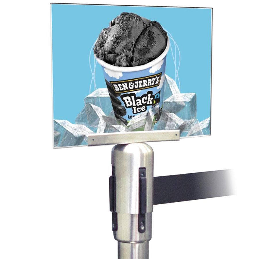 Acrylic poster pocket for mounting Crowd Barrier system. Delivered without holders for stand and frame.