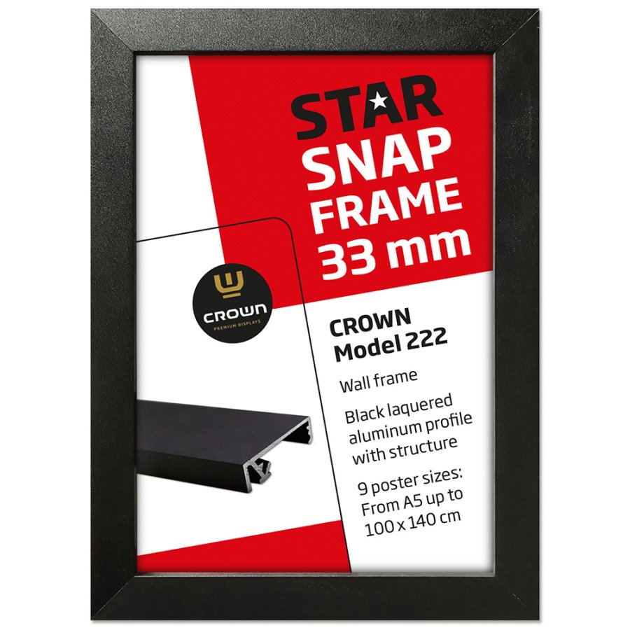 Crown Snap Frame, 33 mm, 50 x 70, black